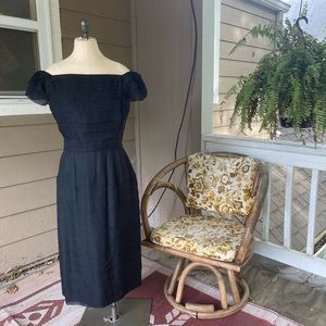 Vintage 50’s Tiered Chiffon Black Dress